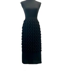 Boss Hugo Boss black scaled scalloped cutout detail maxi skirt Sz 8
